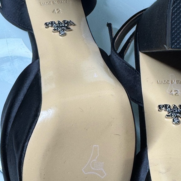 Authentic Prada Black Satin Peep-Toe Heels - Picture 4 of 8